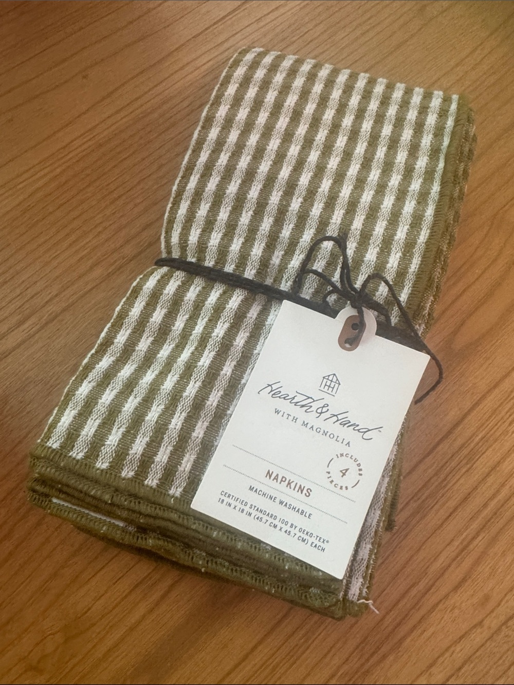 Set of 4 Serged Edge Gingham Cloth Napkins Green - Hearth & Hand™ with Magnolia